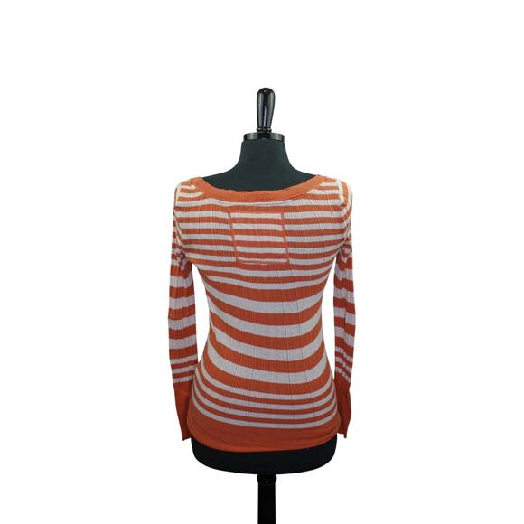 Vintage Y2K Mudd Striped Top Scoop Neck Ribbed 100% Cotton 2000s M - Picture 2 of 3
